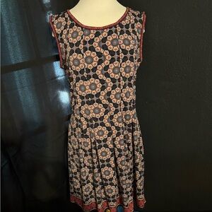 Max Studio Black Floral Medallion Sleeveless Fit & Flare Dress